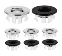 HOLIDYOYO 8Pcs Sink Overflow Cover Basin Overflow Ring with Snap Design Easy Install Electroplated Surface for Bathroom Kitchen Sink Silver Black