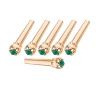HOLIDYOYO Acoustic Guitar Bridge Pins and 6pcs Brass with Precision Machining Crystal Inlays, Metal String Pegs to Enhance Tonal Clarity, Replacement Parts for Folk and Acoustic Guitars