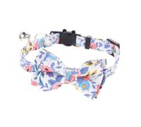 HOLIDYOYO Adjustable Cat Bow Tie Collar with Blue White Floral Pattern Soft Cotton Pet Accessory for Comfortable Wear Suitable for Daily Use and Special Occasions Fits Necks