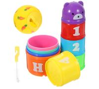 HOLIDYOYO Adjustable Opening Bunny Food Cups with Cleaning Brush Kit Rainbow Colored Stackable Rabbit Treat Holders for Boredom Relief and Interactive Play