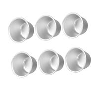 HOLIDYOYO Aluminum Alloy Baking Mold 6Pcs Round Non-Stick Cake Pudding Mold Easy to Clean Heat Resistant Home Baking