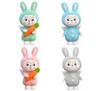HOLIDYOYO Angel Rabbit Figurines 4Pcs Plastic Bunny Model for Car Dashboard and Living Room Easter Decor