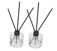 HOLIDYOYO Aromatherapy Volatile Bottles Refillable Aroma Diffuser Bottles 50ml Glass Square Perfume Containers with 10 Black 16cm Reed Sticks for Home Spa Essential Oil Diffusers
