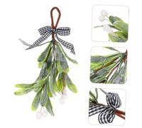HOLIDYOYO Artificial Christmas Mistletoe Branches with Ribbons Hanging Decorations Frosted Faux Greenery Picks for Holiday Wreaths Trees and Party Decor Plastic Never Wilt Fade Easy to