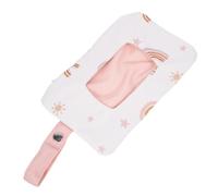 HOLIDYOYO Baby Wipe Dispenser Storage Bag Portable Refillable Cotton-Blend Wipes Holder Pouch with Hanging Loop for Travel and Nursery Use, Rainbow Pink, 1pc