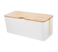 HOLIDYOYO Bamboo Cable Management Box with Detachable Lid Large Capacity Cord Organizer for Office Home School Multi-functional Cable Storage Box Easy to Clean Practical Cord Organizer
