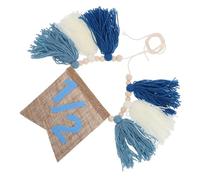 HOLIDYOYO Boho Half Birthday High Chair Banner Handmade Beaded Tassel Garland Party Decoration for Shower and Half-year Celebrations Blue Wooden Beads Tassel Decor