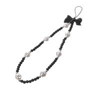 HOLIDYOYO Bowknot Phone Charm Strap with Black Irregular Pearl Beads Stylish Wrist Lanyard for Mobile Phones Easy to Install Women and Family