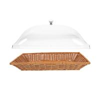 HOLIDYOYO Bread Basket with Lid: Tabletop Food Serving Baskets Rectangular Imitation Rattan Woven Fruit Tray Bowl for Vegetable Restaurant Display Kitchen Party