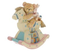 HOLIDYOYO Cartoon Animal Music Box Bear and Rabbit Melody Box with Wooden Rocking Horse, Tabletop Ornament for Home Décor, Desktop Musical Figurine
