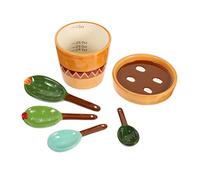 HOLIDYOYO Ceramic Cactus Measuring Spoons Set with Holder, 5 Pieces Kitchen Measuring Tool for Baking, Includes Sugar and Coffee Spoons, Space-Saving Planter Pot Design for Beans and Milk