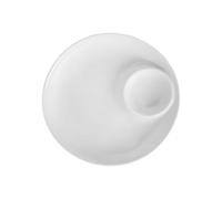 HOLIDYOYO Ceramic Plate Dinner Plate with Built-in Sauce Dish, 9 Inch White | One-piece Design, Smooth Easy-wipe Surface, for Dumplings, Lobster and Dipping Sauces, Kitchen Serving