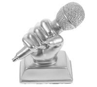 HOLIDYOYO Childrens Microphone Trophy Silver Resin Music Award for Singing Competitions Musical Trophy Ornament for Party Prizes and Creative Childhood Memories