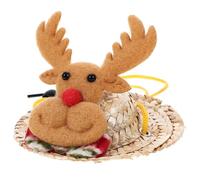 HOLIDYOYO Christmas Adjustable Reindeer Hat for Small Pets, Large Handmade Knitted Mini Hat with Strap for Hamsters, Hedgehogs, and Tiny Animals Holiday Costume Accessory