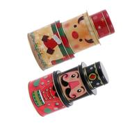 HOLIDYOYO Christmas Tinplate Candy Storage Box 3-Layer Nutcracker and Reindeer Design Set, Portable Xmas Theme Container for from Mothers to Daughters, Creative Holiday Sweets Organizer
