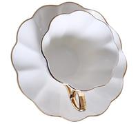 HOLIDYOYO Coffee Cup and Saucer Set and Easy to Clean Features Ceramic 180ml European Style White Vintage Design with Fine Workmanship for Home and Restaurant Use