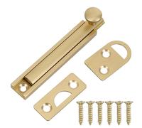 HOLIDYOYO Concealed Brass Door Bolt Lock 3-inch Surface-Mounted Half-Round Slide Latch 90° Right Angle for Interior Rooms and Barn Doors Gold Finish