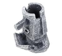 HOLIDYOYO Creative Resin Stone Man Pen Holder with Reading Book Design Eyeglasses Stand and Desktop Organizer for Office and Home Gray Sculpture for Space-saving Stationery Storage and