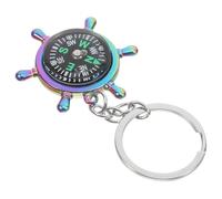 HOLIDYOYO Creative Silver Metal Ship Wheel Compass Keychain Multifunctional Use and Meticulous Craftsmanship, for Corporate Events and Camping Accessories for Men and Women