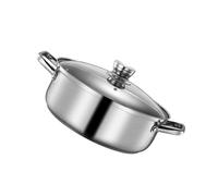 HOLIDYOYO Divided Stainless Steel Hot Pot Tempered Glass Lid, Two-Flavor Cooking Pot Suitable for Home and Restaurant Use, Fast Heat Conduction