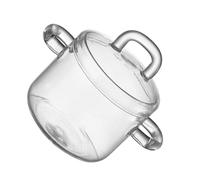 HOLIDYOYO Double Handle Glass Dessert Bowl with Lid for Fruit Salad Soup Microwave and Cooking Fire Safe Fast Heating with Breath Stylish Nordic Design for Home and Apartment Use