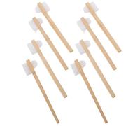 HOLIDYOYO Double-Sided Denture Brush and Ergonomic Bamboo Handle 8pcs with Nylon Hard Bristles for False Teeth and Retainers Elderly-Friendly Comfortable to Hold Toothbrush for Home