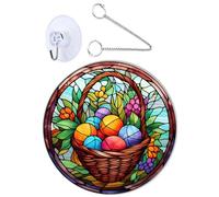 HOLIDYOYO Easter Acrylic Pendant Hanging Ornament Double-Sided Decor Chain Cup Hook for Home Window Porch and Indoor Festive Ambiance