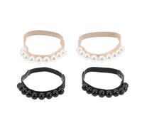 HOLIDYOYO Elastic High Heel Shoe Straps for Holding Loose Heels 2 Pairs with Stylish Pearl Embellishment, Pu and Suede Material, Detachable Anti-drop Shoelaces for Female Friends and