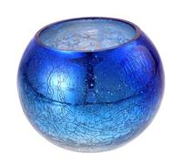 HOLIDYOYO Glass Candle Holder Gradient Blue Crackle Design Decorative Candlestick Ornament Artistic Ice Flower Pattern for Home Décor and Table Centerpiece
