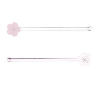 HOLIDYOYO Glass Cocktail Stirrers 2pcs Pink Star Drink Stirrer | Star-Shaped Tops, Long Handle Design, Glass Material, 16.00X2.50X0.50cm