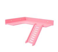 HOLIDYOYO Hamster Climbing Ladder and Standing Board Wooden Platform for Small Pet Cages, L-Shaped Two-Tier with Sturdy Construction, Pink Squirrel and Hedgehog Habitat Accessory for
