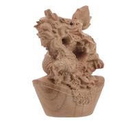 HOLIDYOYO Hand-carved Mini Wooden Dragon Sculpture for Desktop Decor Unique Vintage Chinese Year Dragon Figurine Symbolizing Strength Fortune and Prosperity Artistic Wood Carving for Home