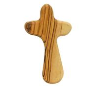 HOLIDYOYO Handheld Olive Wood Cross Ergonomic Prayer Cross for Spiritual Comfort Wooden Decor for Religious Ceremonies and Home Adornment Small for Easy Holding