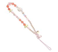 HOLIDYOYO Handmade Pink Transparent Tulip Phone Charm Strap with Acrylic Beads Lost Wrist Rope for Mobile Phones Stylish Car Decoration Pendant for Women