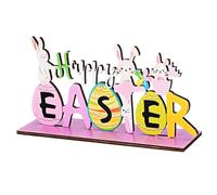 HOLIDYOYO Happy Easter Sign Rustic Tabletop Decor with Charming Design for Home Freestanding Holiday Centerpiece for Easter Day Celebrations and Spring Ornaments