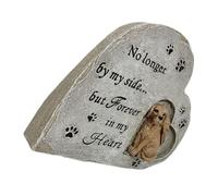 HOLIDYOYO Heart Shaped Resin Dog Memorial Statue for Garden Pet Tribute Ornament Stone for Dog Bereavement Outdoor Memorial Plaque to Remember Lost Pets