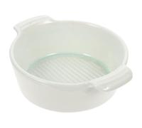 HOLIDYOYO High-temperature Resistant Ceramic Baking Tray with Dual Handles Round Green Roast and Salad Storage Bowl for Oven Serving Baked Rice Pumpkin Lasagna and Family Dinners
