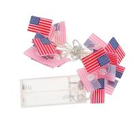 HOLIDYOYO Independence Day Decor Lights American Flag Shape LED String Lights Battery Operated Creative Plastic Party Lamp No Battery Included Room Decoration