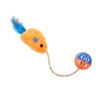 HOLIDYOYO Interactive Cat with Plastic Bell and Plush Mouse Bite Resistant Scratching for Indoor Cats Small Kitten Play Ball Promotes Exercise and Claw Sharpening Orange