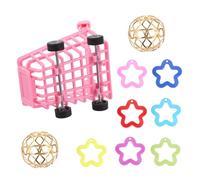 HOLIDYOYO Interactive Parrot Shopping Cart Toy Set 10pcs for Bird Activity and Training with Sturdy Design and Engaging Features Suitable for Cage Use