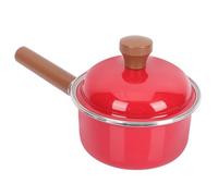 HOLIDYOYO Korean Style 16cm Red Enamel Milk Pot with Thickened Single Handle, Compatible with Induction and Gas Stoves, Multi-Purpose Soup and Food Cooking Stockpot