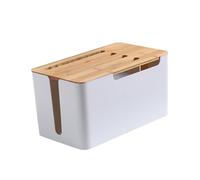 HOLIDYOYO Large Bamboo Cover Router Storage Box with Cable Management for Power Cord and Data Cable Organization Heat Dissipation Design to Hide and Protect Wires for Home Office