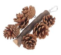 HOLIDYOYO Parrot Chewing Set with 6 Natural Pine Cones, Wooden Hanging Bird Cage Accessories for Parakeets and Cockatiels, Sturdy Suspended Chew for Bird Balance and Beak Health