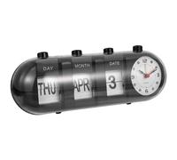 HOLIDYOYO Perpetual Desk Calendar with Clock, Manual Flip Calendar for Home Office, Black Abs Plastic, Ideal for Home, Office, Coffee Shop, Restaurant, Bar, 10.4 X 3.9 X 3.5 Inches