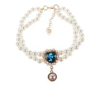 HOLIDYOYO Pet Necklace for Female Dog Vintage Faux Pearl Heart Pendant Adjustable Collar for Christmas Party Cute Princess Jewelry for Pets