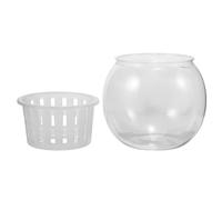 HOLIDYOYO Plastic Medium Desktop Fish Bowl Aquarium Hydroponic Plant Holder, Portable Small Goldfish Tank for Home and Office Fish Keeping