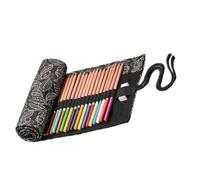 HOLIDYOYO Portable Creative Floral Pattern Roll up Case Pencil with 36 Slots Canvas Space-Saving and Elegant Design Pencil Storage Organizer for Travel and Coloring