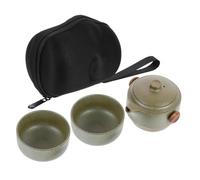 HOLIDYOYO Portable Kung Fu Tea Set Teapot and Two Cups Travel Ceramic Tea Kit for Home or Outdoor Use Black Clay Lightweight Carrying Bag