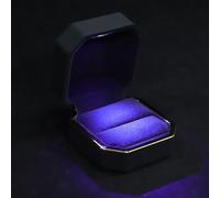 HOLIDYOYO Proposal Ring Case LED Light Ring Box Black Plastic Rubber Paint Plush Button Battery Included for Engagement and Wedding Coins and Pins