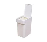 HOLIDYOYO Push-type Home Trash Bucket with Lid, White Round PP Dust Bin Suitable for Kitchen and Bathroom